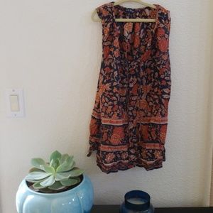 Lucky Navy blue and burnt red rose printed shirt